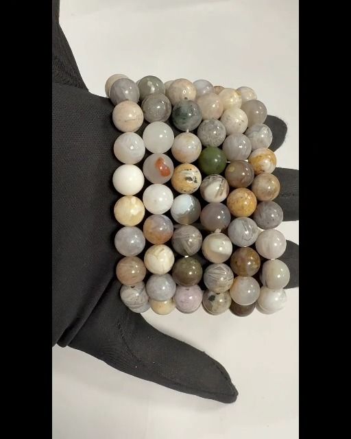 Bracelet Agate Plume perles 10mm