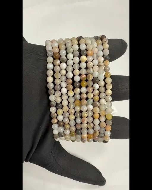 Bracelet Agate Plume perles 4mm