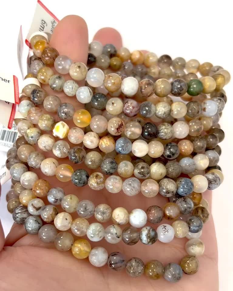 Bracelet Agate Plume A perles 5.5-6.5mm