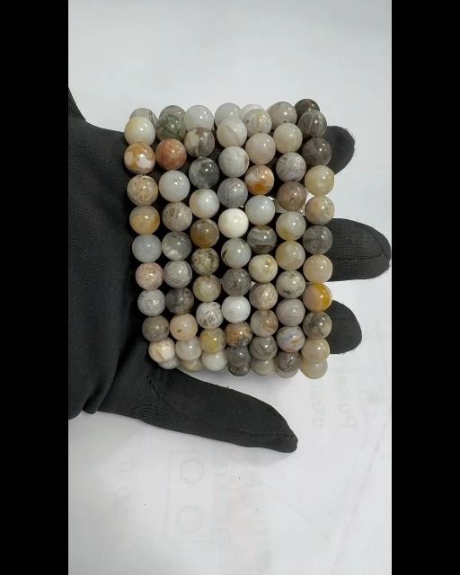 Bracelet Agate Plume perles 8mm