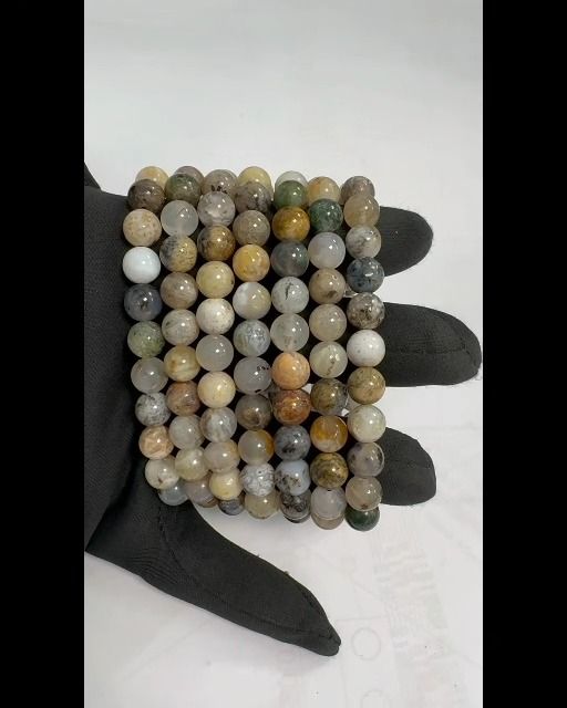 Bracelet Agate Plume A perles 8mm