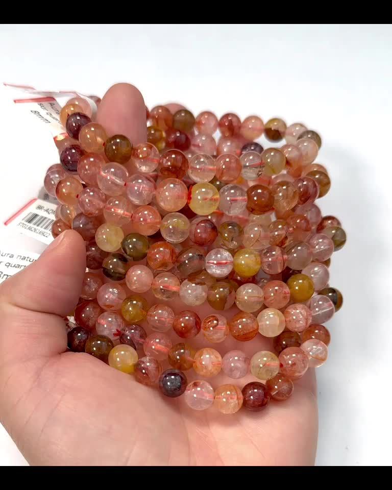Bracelet Quartz Hematoide Multicolore AA perles 7.5-8.5mm