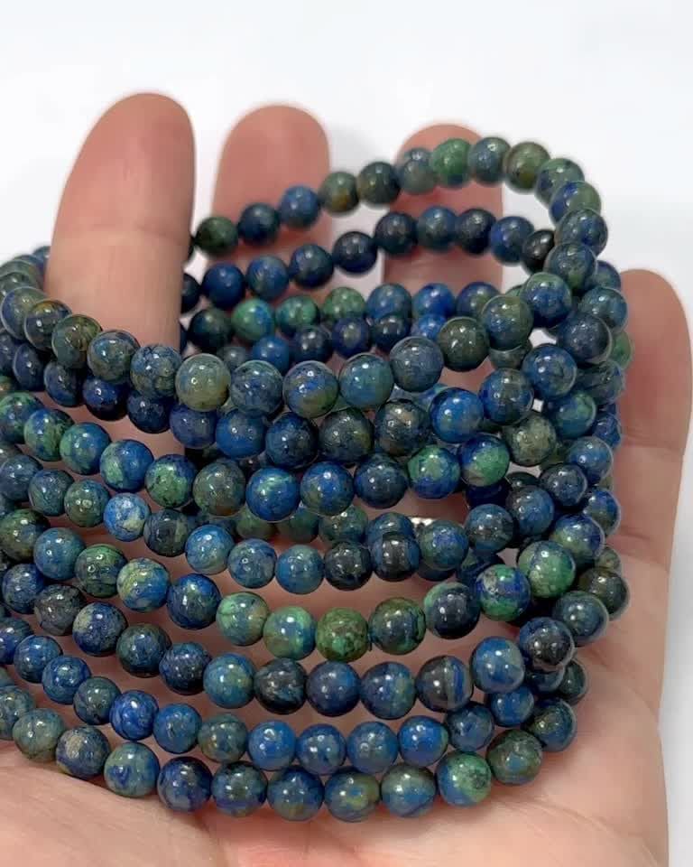 Bracelet Azurite Malachite Naturelle AA perles 5-6mm