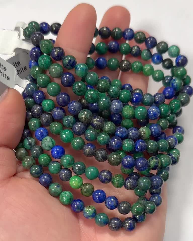 Bracelet Azurite & Malachite perles 6mm