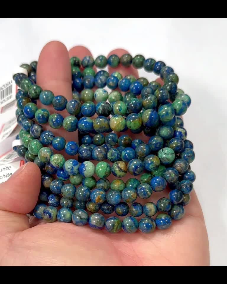 Bracelet Azurite Malachite Naturelle AA perles 6-7mm