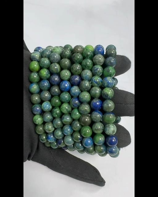 Bracelet Azurite & Malachite perles 8mm