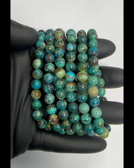Bracelet Azurite Malachite Naturelle A perles 7-8mm