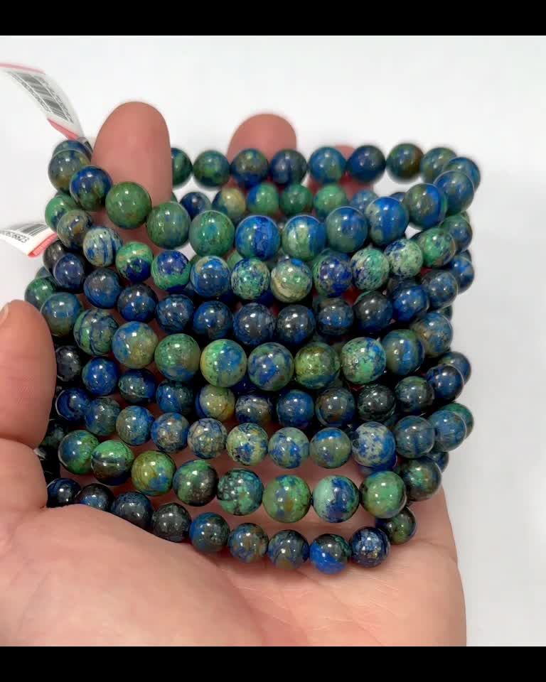 Bracelet Azurite Malachite Naturelle AA perles 7-8mm