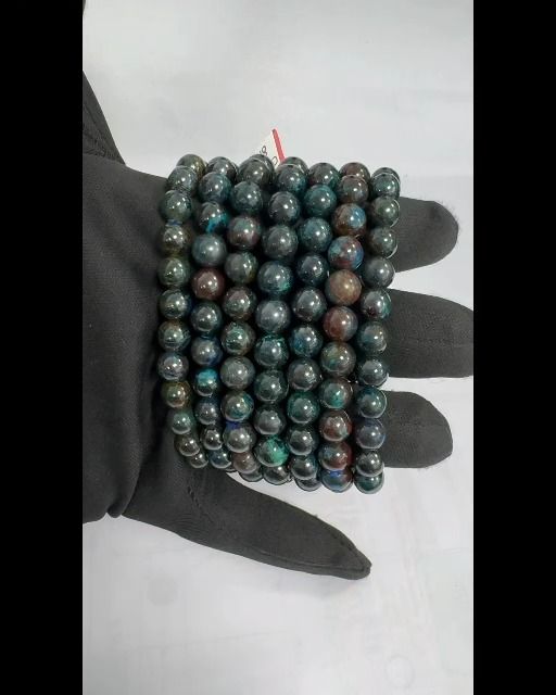 Bracelet Azurite  Chrysocolle A perles 7-8mm