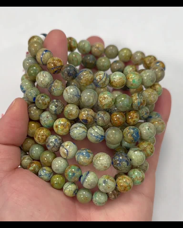 Bracelet Azurite Malachite Naturelle Mexique A perles 8.5-9.5mm