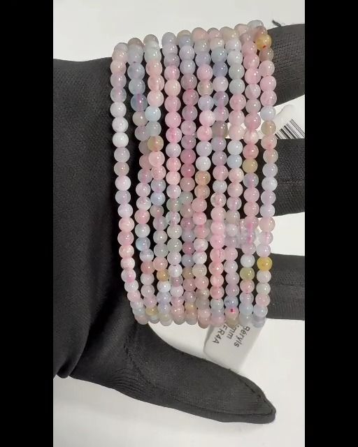 Bracelet Béryls Aigue marine & Morganite A perles 4mm