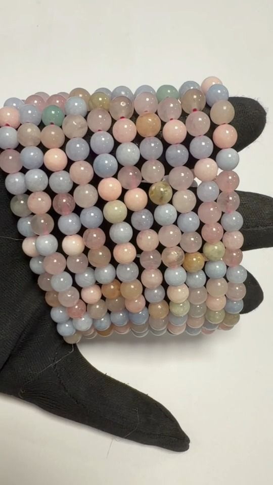 Bracelet Béryls Aigue-Marine et Morganite A Perles 6-7 mm