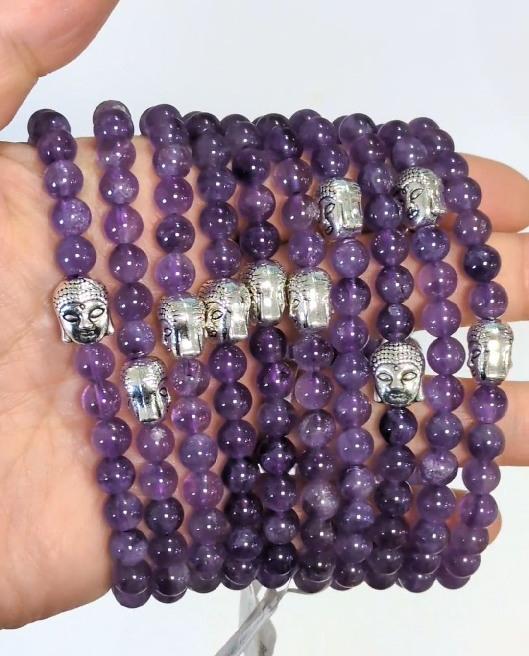 Bracelet Amethyste & Bouddha A perles 6mm