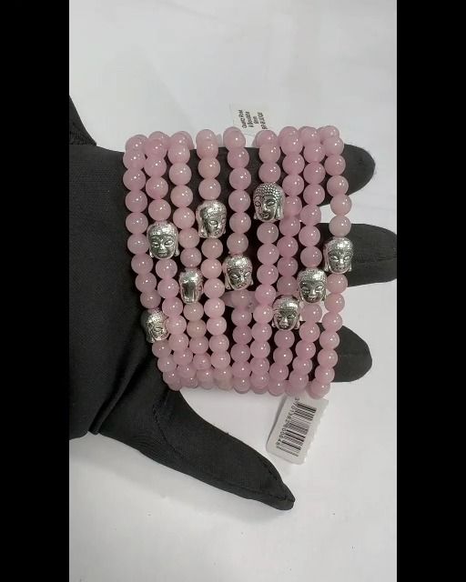 Bracelet Quartz Rose & Bouddha perles 6mm
