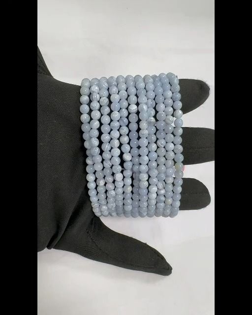 Bracelet Calcédoine Bleue Rubanée AA perles 4.5mm
