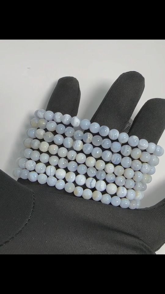 Bracelet Calcédoine Bleue Rubanée A perles 6mm