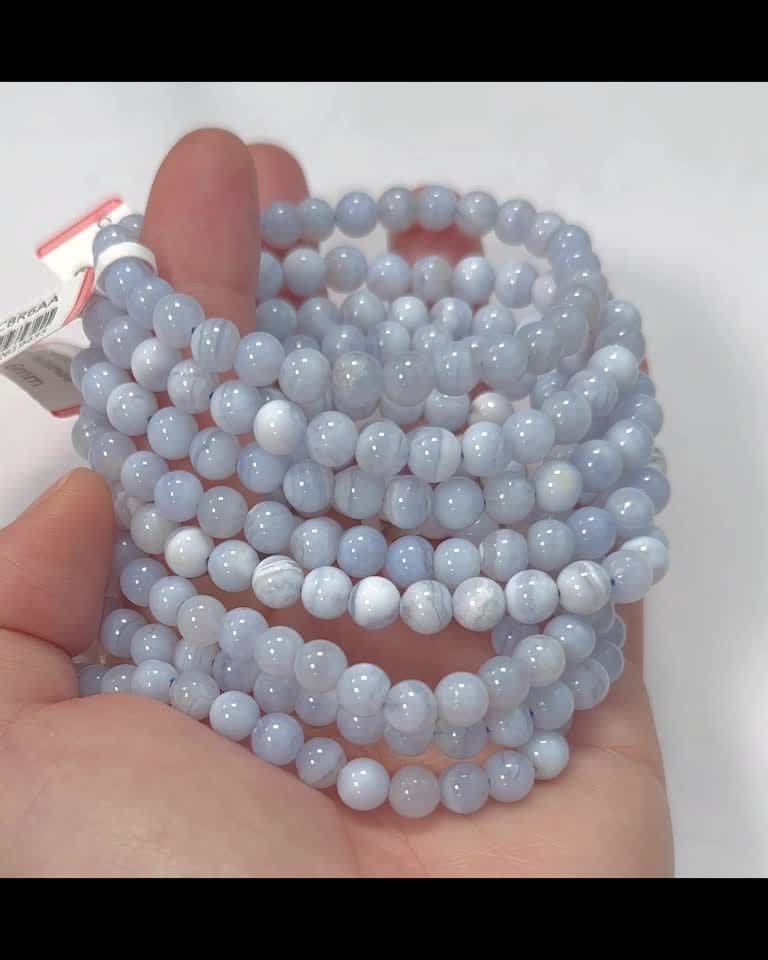 Bracelet Calcédoine Bleue Rubanée AA perles 5.5-6.5mm