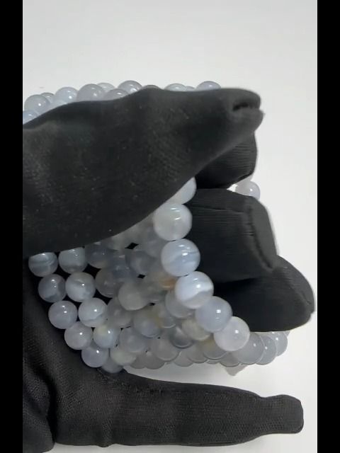 Bracelet Calcédoine Bleue Rubanée A perles 8mm