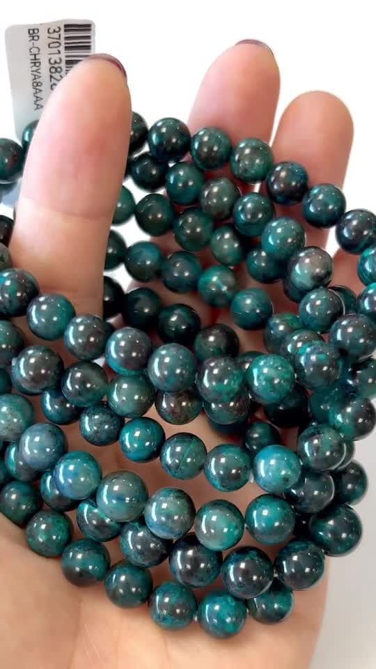 Bracelet Chrysocolle Afrique du Sud AAA perles 7.5-8.5mm