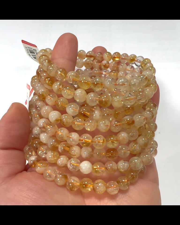 Bracelet Citrine chauffée perles 6.5mm