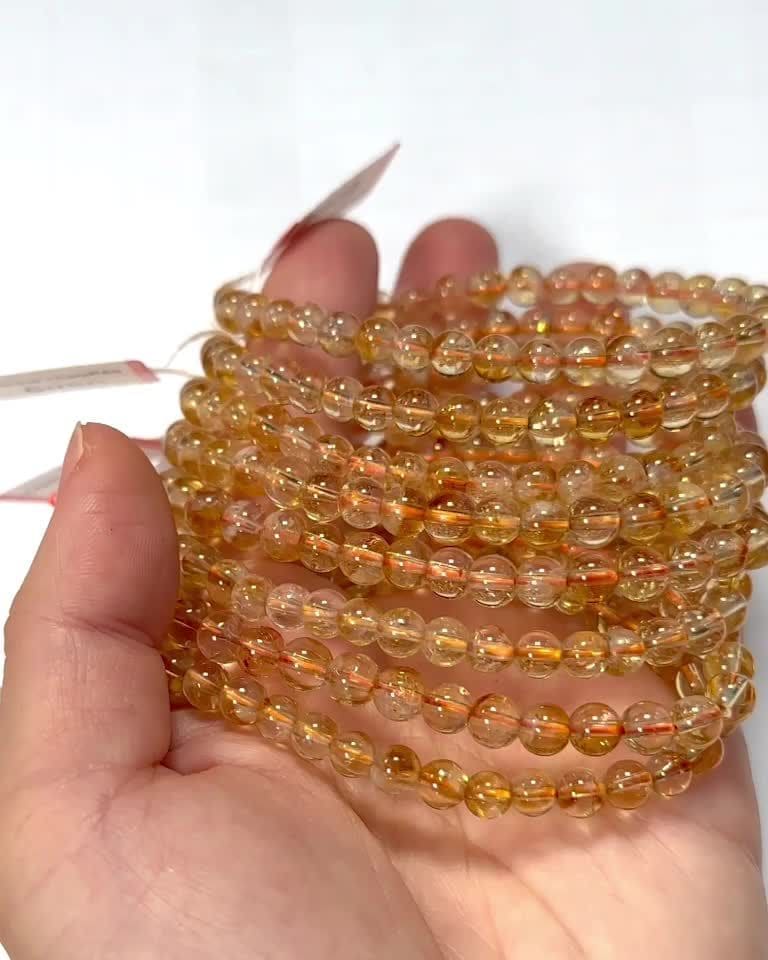 Bracelet Citrine chauffée A perles 6-7mm