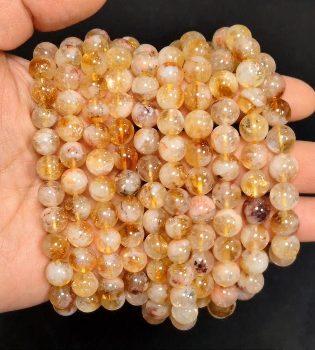Bracelet Citrine chauffée perles 8-9mm
