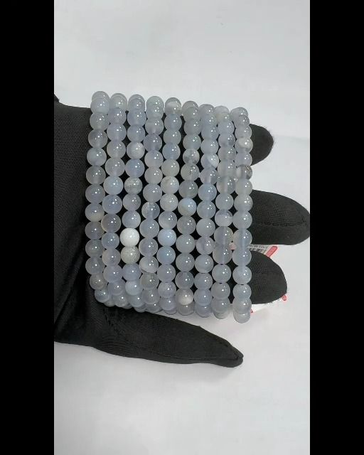 Bracelet Calcédoine bleue A perles 6-6.5mm