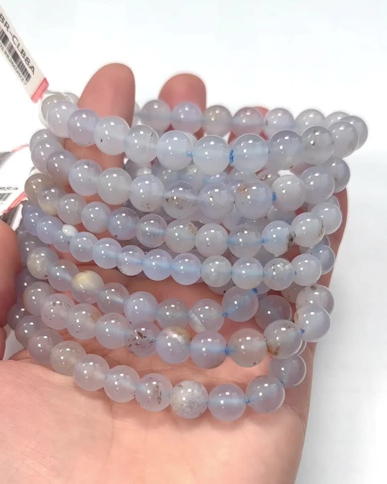 Bracelet Calcédoine bleue A perles 7.5-8.5mm