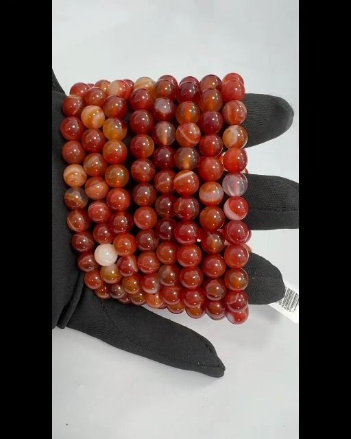 Bracelet Cornaline Rubanée A perles 8mm