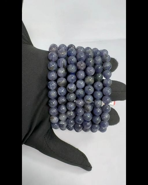 Bracelet Cordiérite Lolite AA perles 7.5-8.5mm