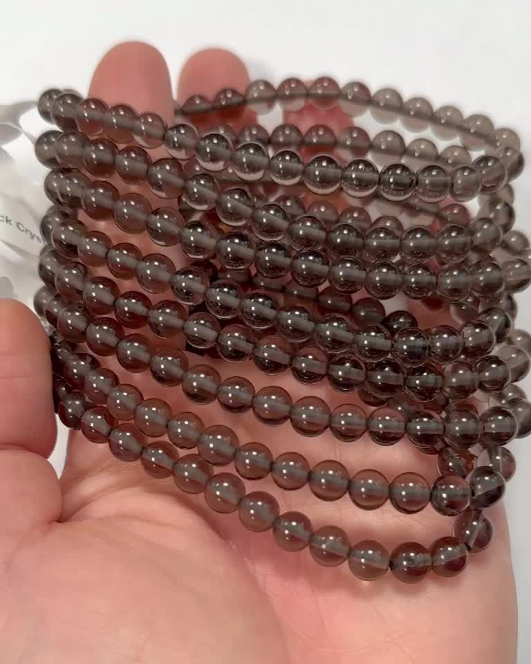 Bracelet Cristal de Roche Fumé A perles 6mm