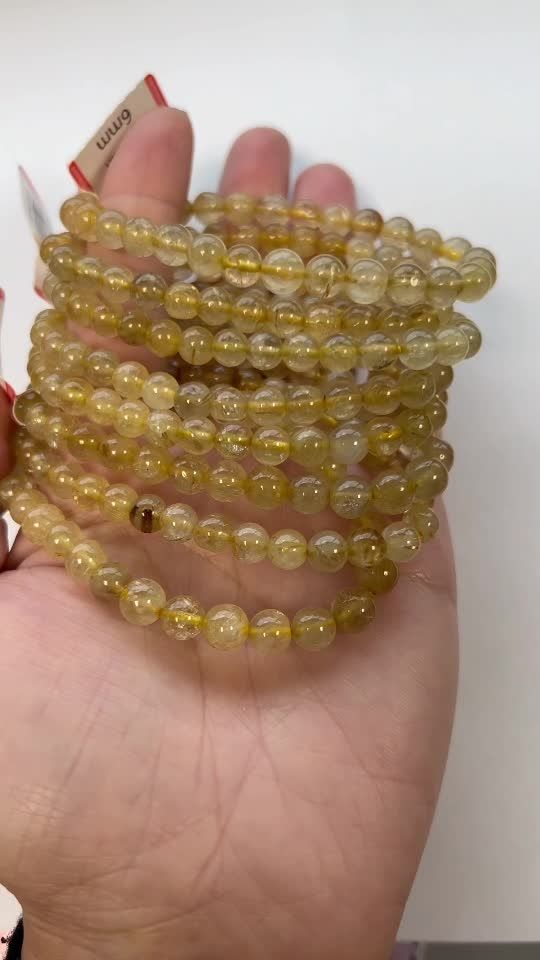 Bracelet Cristal de Roche Rutile A+ perles 6-7mm