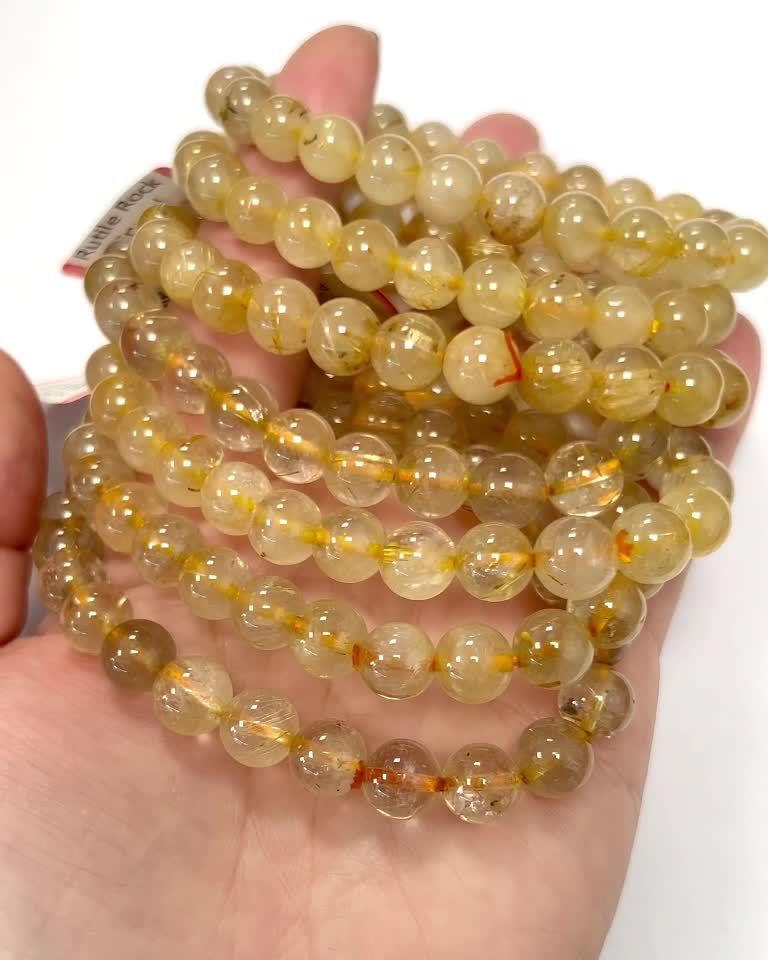 Bracelet Cristal de Roche Rutile A+ perles 7-8mm