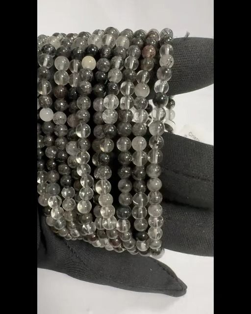 Bracelet Cristal de roche Brésil Tourmaline A perles 4-5mm