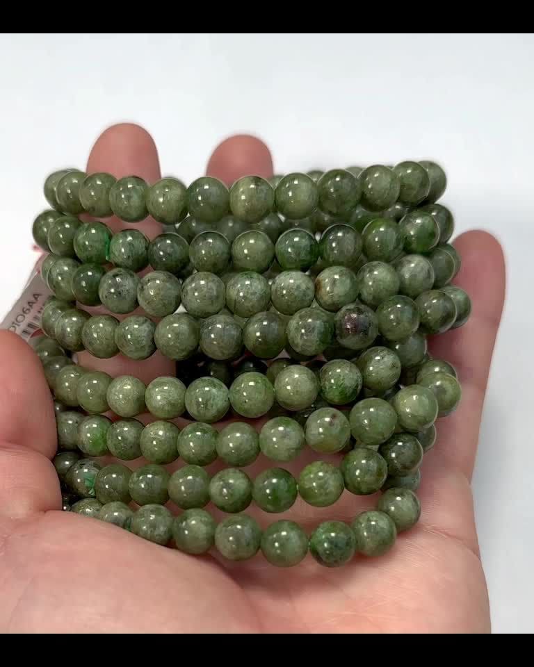 Bracelet Diopside Vert AA perles 7-8mm