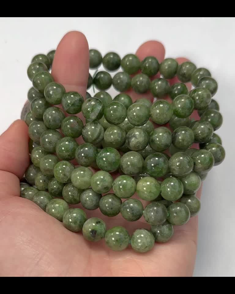 Bracelet Diopside Vert AA perles 9-10mm