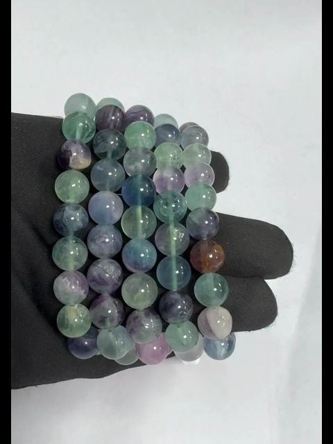 Bracelet Fluorite multicolore perles 10mm