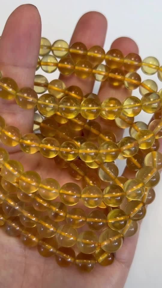 Bracelet Fluorite Jaune AAA perles 8-9mm