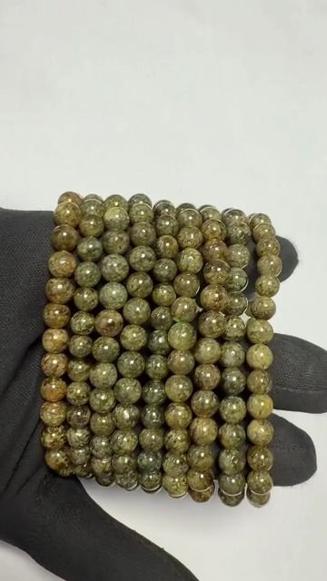 Bracelet Grenat Vert Grossulaire AA perles 5.5-6.5mm