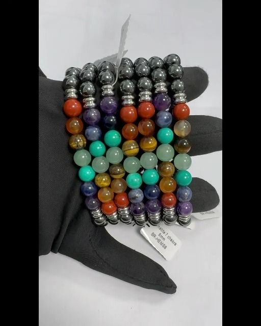 Bracelet Hématite A 7 chakras perles 8mm