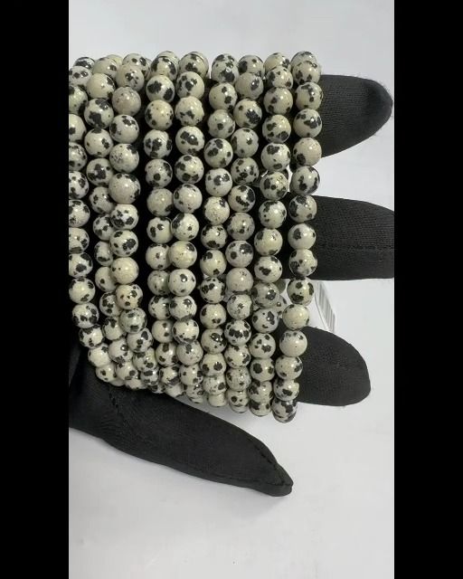 Bracelet Jaspe Dalmatien perles 6mm