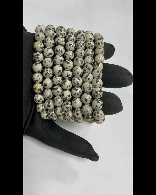 Bracelet Jaspe Dalmatien perles 8-9mm