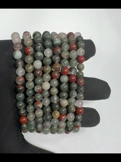 Bracelet Jaspe héliotrope Bloodstone perles 6-7mm