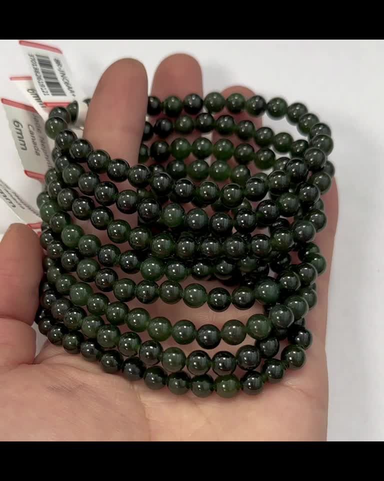 Bracelet Jade Nephrite Canada AA+ perles 6mm