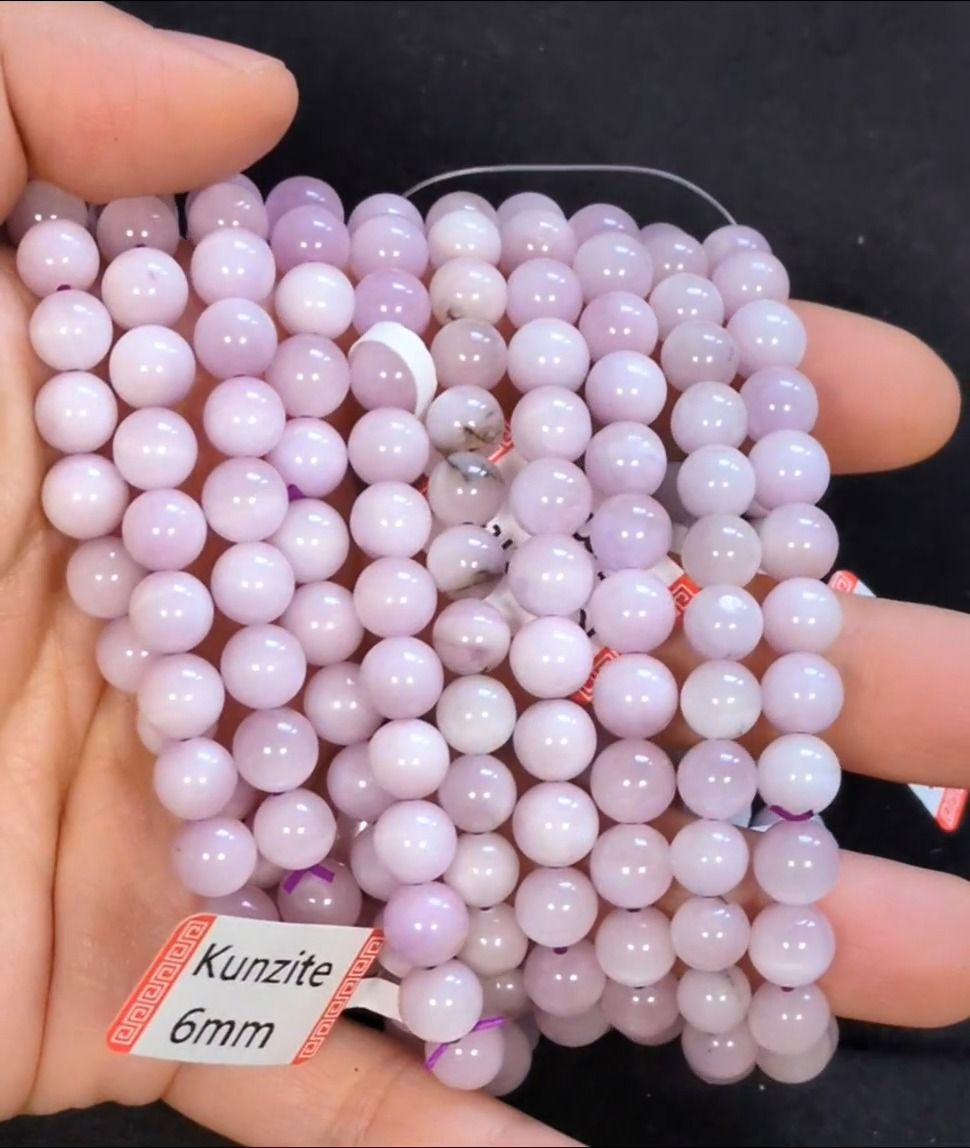 Bracelet Kunzite A perles 6.5-7.5mm
