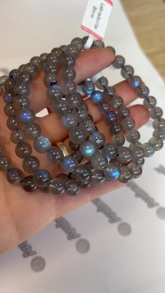 Bracelet Labradorite Norvège AAA perles 7.5-8.5mm