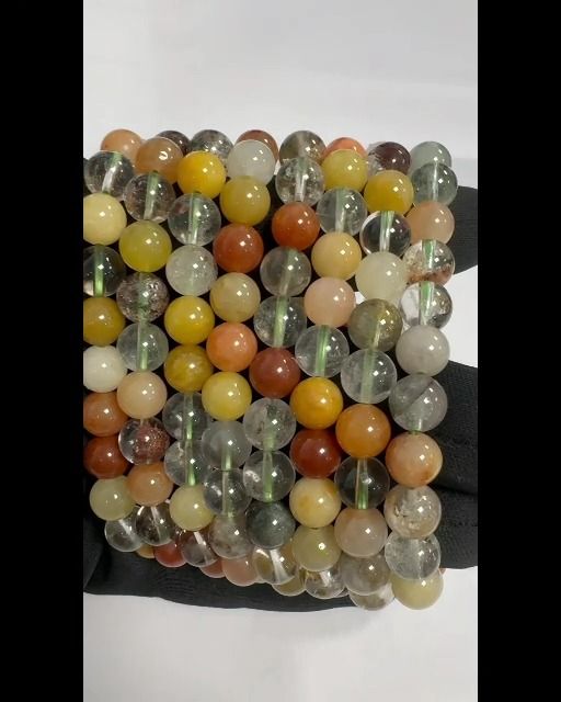 Cristal de Roche Rutile Multicolore perles A 8mm