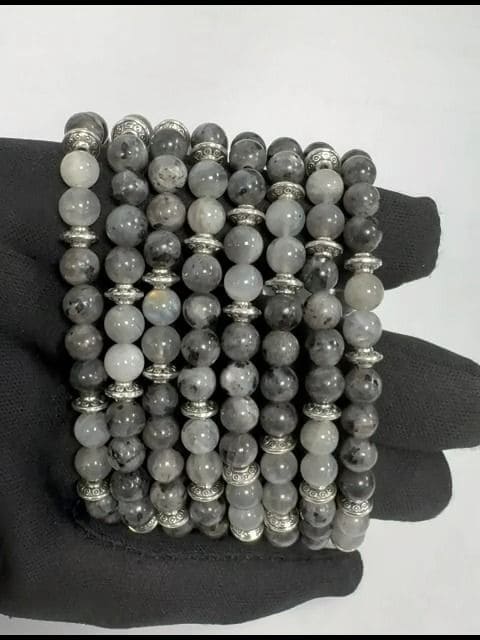 Bracelet Labradorite Larvikite & Charms A perles 6mm