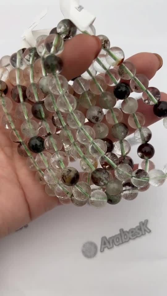 Bracelet Quartz Chlorite Lodolite A perles 8mm