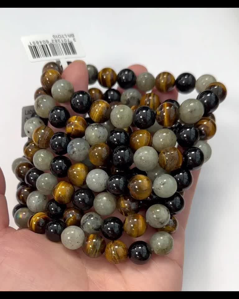 Bracelet Labradorite Oeil de tigre Onyx perles 10mm